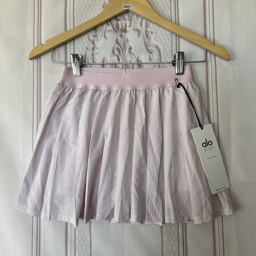 Alo Yoga Varsity Pleated Tennis Skirt Skort Womens Sz XXS Pink Sugar NWT